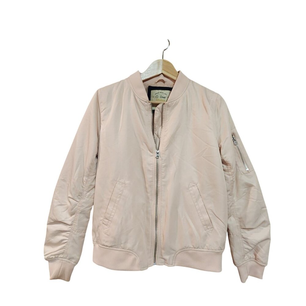 Ci Sono Originals Women’s Size S Bomber Jacket Dusty Pink Silver Zip